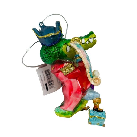 Crocodile Alligator pirate Christmas Ornament SPARKLES NWT Place & Time 4” - Picture 3 of 4